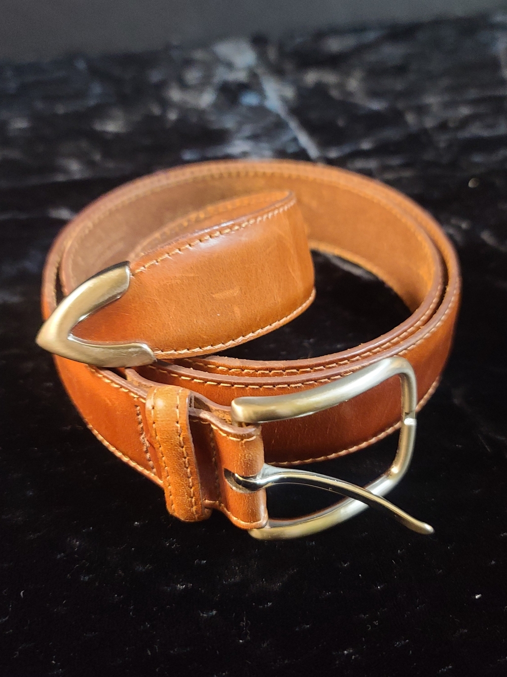 FootJoy Men's Brown Leather Belt with Brass-Tone Buckle